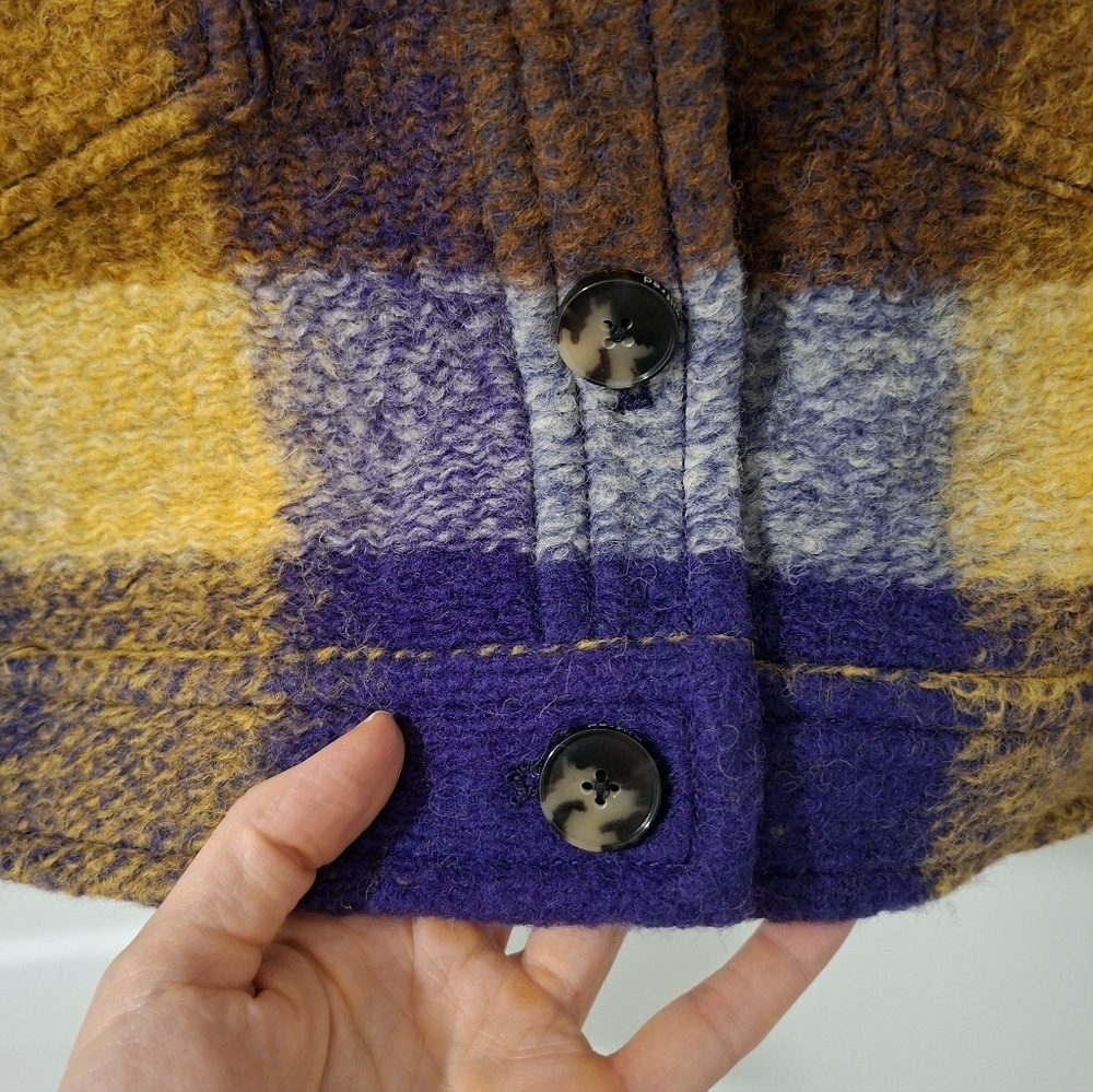 NWOT Wilfred Women's "Autumn" Wool Shirt Jacket in Purple & Yellow (Size XS) - Picture 5 of 10